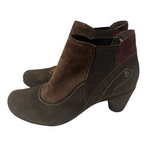 Earthies Genoa Ankle Boots Booties Brown/Purple Suede Leather Womens Size 9 B